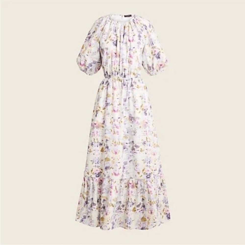 J. Crew Floral Cutout Maxi Dress Sz 10 Open Back Cottagecore Garden Peasant - Picture 10 of 13